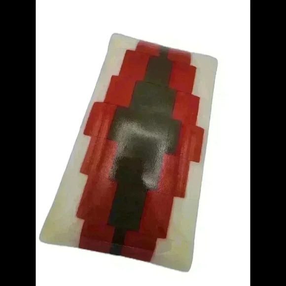 Glass decorative saguaro plate cream and red and brown with saguaro - Picture 2 of 3